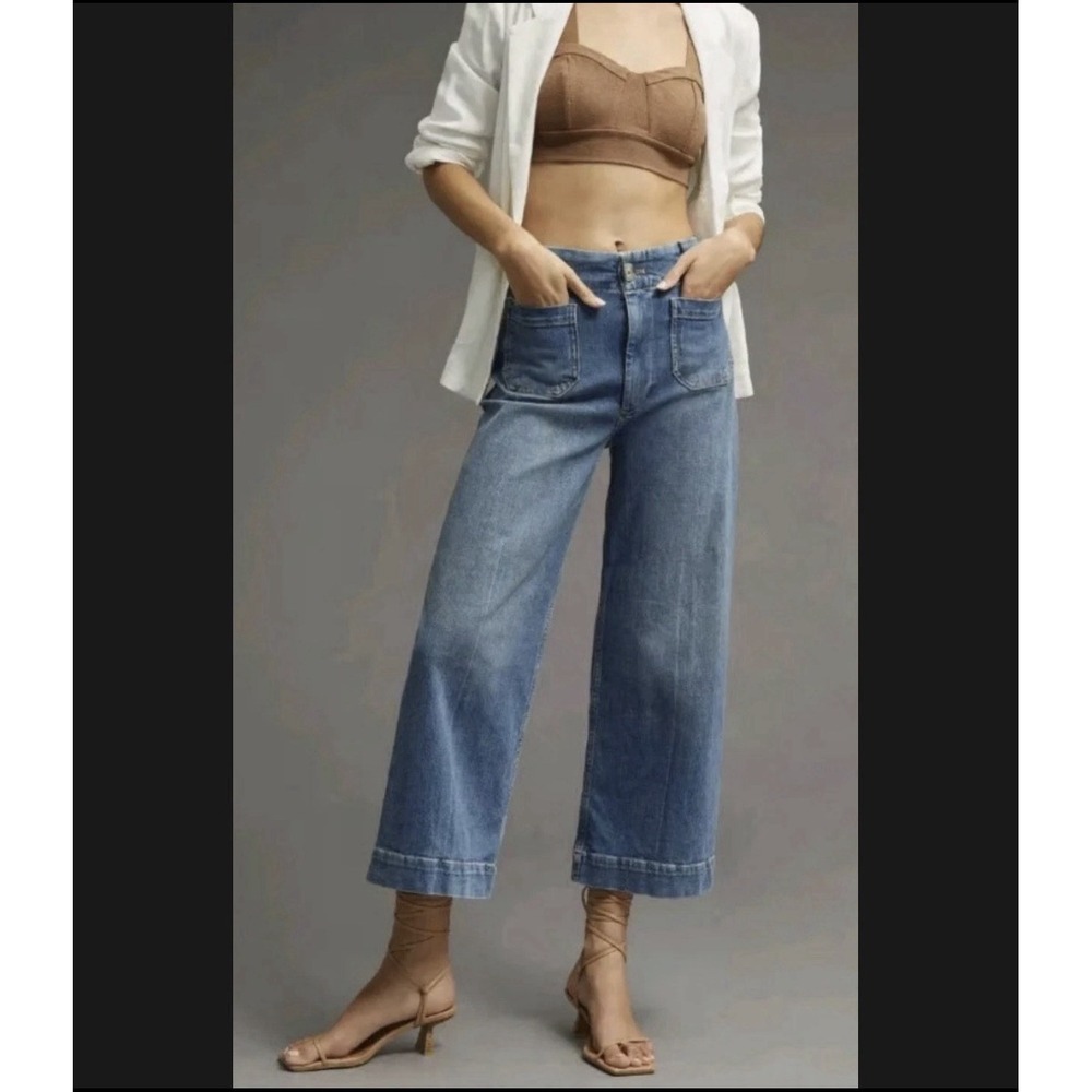 Anthropologie Pilcro The Skipper High-Rise Wide-Leg Jeans Size 31 Boho Med Wash
